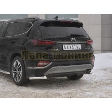 Защита заднего бампера уголки d57 секции РусСталь для Hyundai Santa fe 2018-