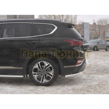 Защита заднего бампера уголки d57 секции РусСталь для Hyundai Santa fe 2018-
