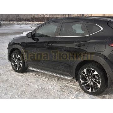 Пороги труба d42 с листом (Лист алюм, проф.сталь) (вариант 2) РусСталь для Hyundai Tucson 2018-2021