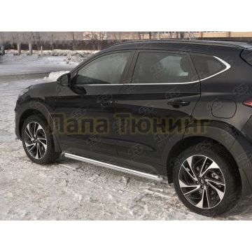 Пороги труба d57 (вариант 1) РусСталь для Hyundai Tucson 2018-2021