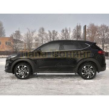 Пороги труба d57 (вариант 1) РусСталь для Hyundai Tucson 2018-2021