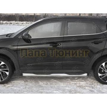 Пороги труба d76 с накладкой (вариант 1) РусСталь для Hyundai Tucson 2018-2021