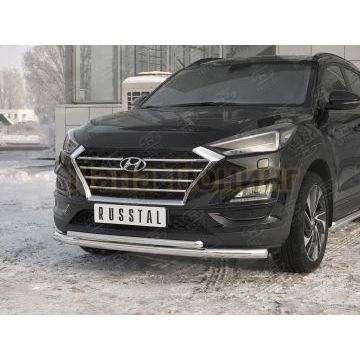 Защита переднего бампера d57 дуга-d42 дуга РусСталь для Hyundai Tucson 2018-2021