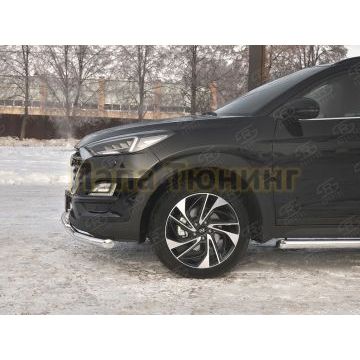 Защита переднего бампера d57 дуга-d42 дуга РусСталь для Hyundai Tucson 2018-2021