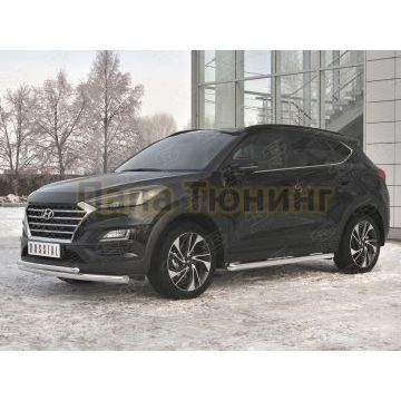 Защита переднего бампера d57 дуга-d42 дуга РусСталь для Hyundai Tucson 2018-2021
