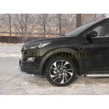 Защита переднего бампера d42 секции-d42 дуга РусСталь для Hyundai Tucson 2018-2021