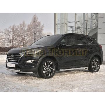 Защита переднего бампера d42 секции-d42 дуга РусСталь для Hyundai Tucson 2018-2021