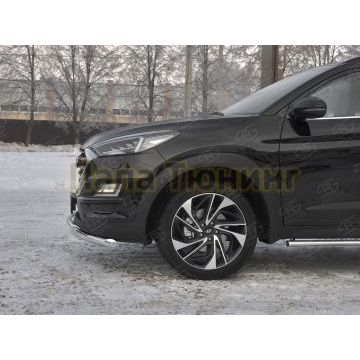Защита переднего бампера d57 секции-d42 дуга РусСталь для Hyundai Tucson 2018-2021