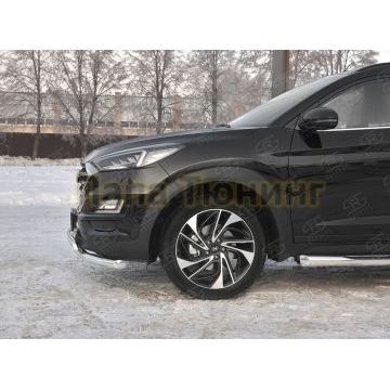 Защита переднего бампера d63 секции-d75х42 дуга РусСталь для Hyundai Tucson 2018-2021