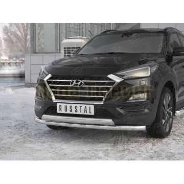 Защита переднего бампера d63 секции-d75х42 дуга РусСталь для Hyundai Tucson 2018-2021