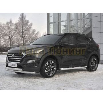 Защита переднего бампера d63 секции-d75х42 дуга РусСталь для Hyundai Tucson 2018-2021