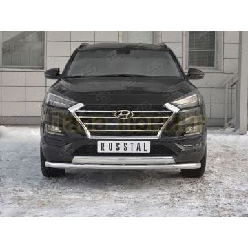 Защита переднего бампера d63 секции-d75х42 дуга РусСталь для Hyundai Tucson 2018-2021