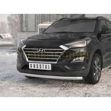 Защита переднего бампера d57 секции РусСталь для Hyundai Tucson 2018-2021