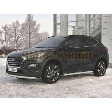 Защита переднего бампера d57 секции РусСталь для Hyundai Tucson 2018-2021
