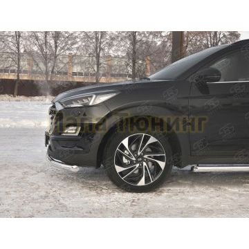 Защита переднего бампера d57 секции РусСталь для Hyundai Tucson 2018-2021