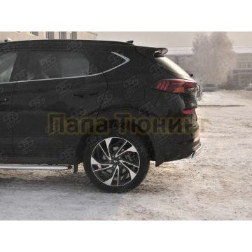 Защита заднего бампера d75х42 дуга РусСталь для Hyundai Tucson 2018-2021