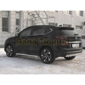 Защита заднего бампера d75х42 дуга РусСталь для Hyundai Tucson 2018-2021