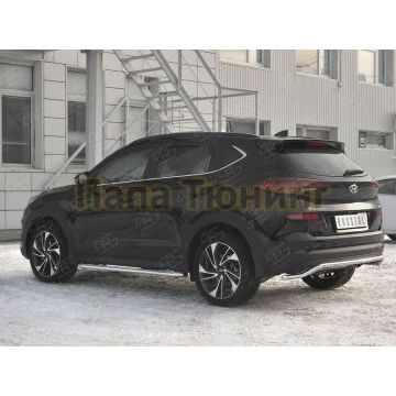 Защита заднего бампера d42 волна РусСталь для Hyundai Tucson 2018-2021