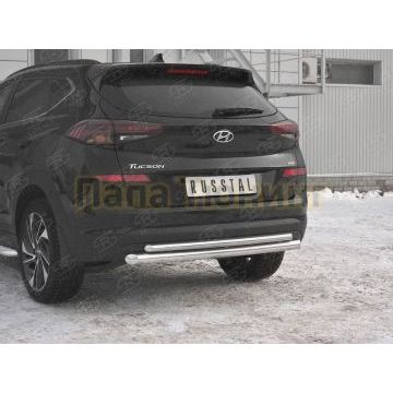 Защита заднего бампера d57 дуга-d42 дуга РусСталь для Hyundai Tucson 2018-2021
