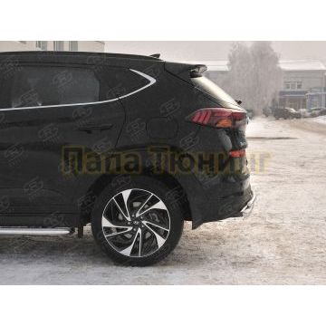 Защита заднего бампера d57 дуга-d42 дуга РусСталь для Hyundai Tucson 2018-2021