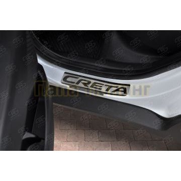 Накладки на пороги RUSSTAL (нерж., шлиф., надпись) РусСталь для Hyundai Creta 2016-2021
