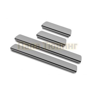 Накладки на пороги RUSSTAL (нерж., зеркало) РусСталь для Hyundai Solaris 2017-