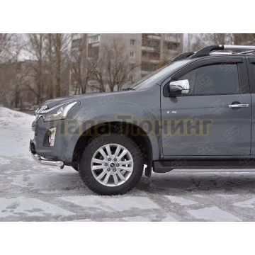 Защита переднего бампера d57 секции-d57 уголки+клыки РусСталь для Isuzu d-max 2019-