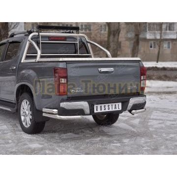 Защита заднего бампера уголки d57 секции-d57 прямые РусСталь для Isuzu d-max 2019-