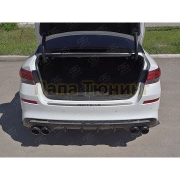 Накладка на задний бампер RUSSTAL (нерж., шлиф.,надпись) РусСталь для Kia Optima 2016-
