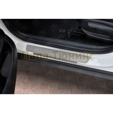 Накладки на пороги RUSSTAL (нерж., шлиф) РусСталь для Kia Seltos 2020-