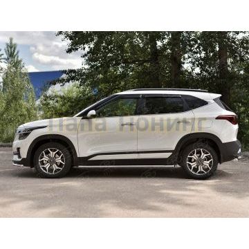 Пороги труба d42 секции (вариант 1) РусСталь для Kia Seltos 2020-