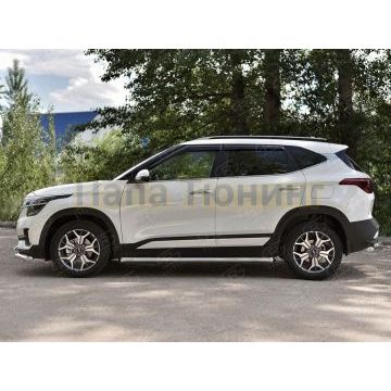 Пороги труба d57 секции (вариант 1) РусСталь для Kia Seltos 2020-