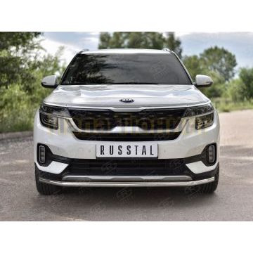 Защита переднего бампера d42 секции РусСталь для Kia Seltos 2020-