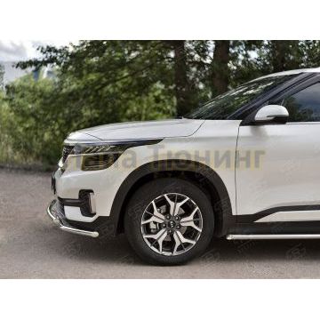 Защита переднего бампера d42 секции-d42 дуга РусСталь для Kia Seltos 2020-