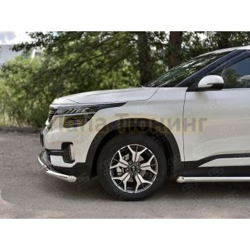 Защита переднего бампера d57 секции-d42 дуга РусСталь для Kia Seltos 2020-