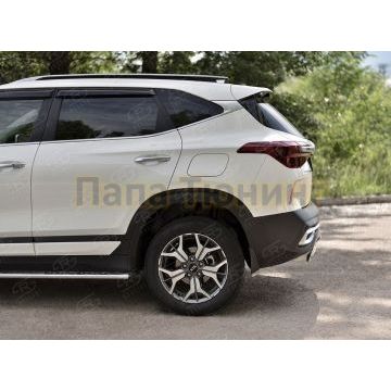 Защита заднего бампера d75х42 дуга РусСталь для Kia Seltos 2020-