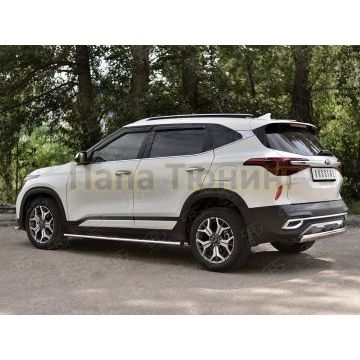 Защита заднего бампера d75х42 дуга РусСталь для Kia Seltos 2020-