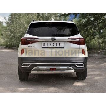 Защита заднего бампера d75х42 дуга РусСталь для Kia Seltos 2020-