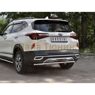 Защита заднего бампера d42 секции РусСталь для Kia Seltos 2020-