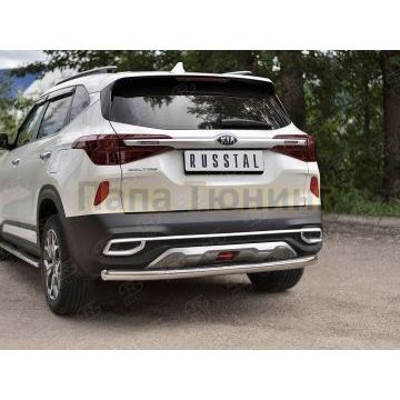 Защита заднего бампера d57 секции РусСталь для Kia Seltos 2020-