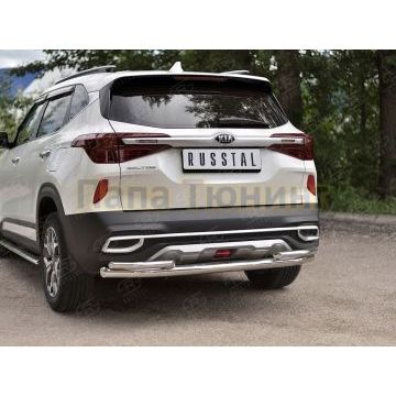 Защита заднего бампера d57 секции-d42 уголки РусСталь для Kia Seltos 2020-