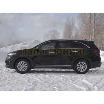 Пороги труба 75х42 овал с проступью РусСталь для Kia Sorento Prime 2018-
