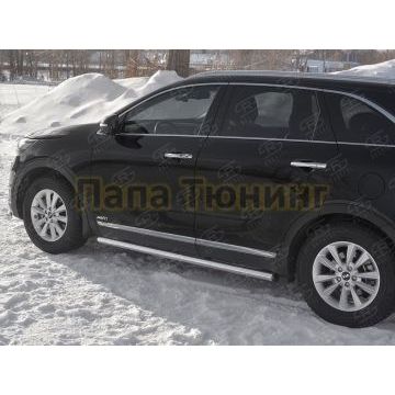 Пороги труба d57 (вариант 2) РусСталь для Kia Sorento Prime 2018-