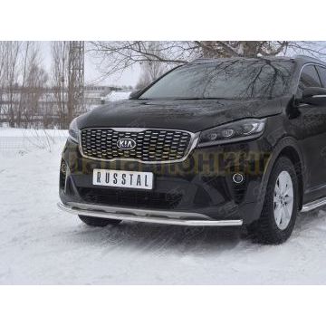 Защита переднего бампера d42 секции РусСталь для Kia Sorento Prime 2018-