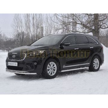 Защита переднего бампера d42 секции РусСталь для Kia Sorento Prime 2018-
