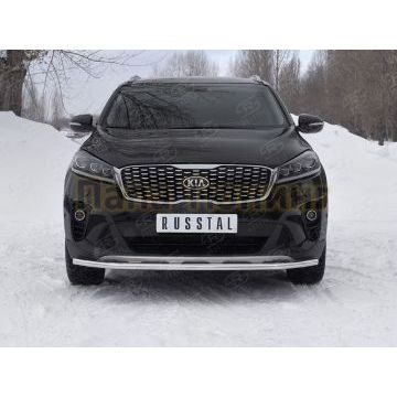 Защита переднего бампера d42 секции РусСталь для Kia Sorento Prime 2018-