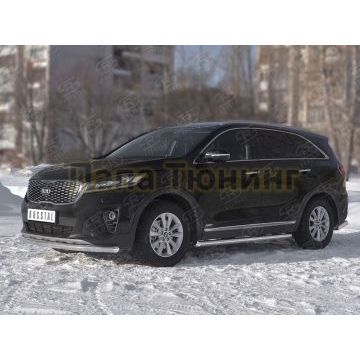 Защита переднего бампера d57 секции РусСталь для Kia Sorento Prime 2018-