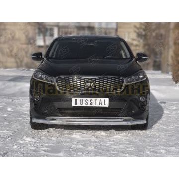 Защита переднего бампера d57 секции-d42 дуга РусСталь для Kia Sorento Prime 2018-