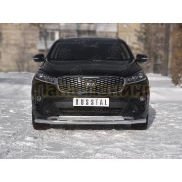 Защита переднего бампера d57 секции-d75x42 дуга РусСталь для Kia Sorento Prime 2018-
