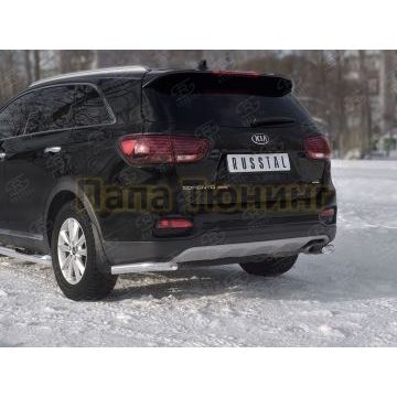 Защита заднего бампера уголки d57 секции РусСталь для Kia Sorento Prime 2018-